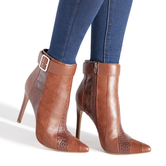 brown booties pointed toe